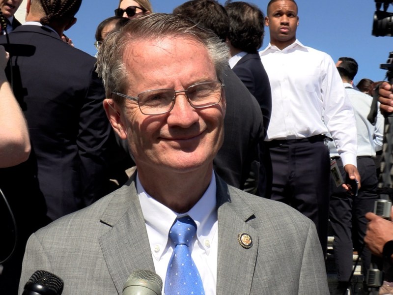 Republican Congressman Tim Burchett answers questions on the Capitol steps. Photo by Stephen Janis