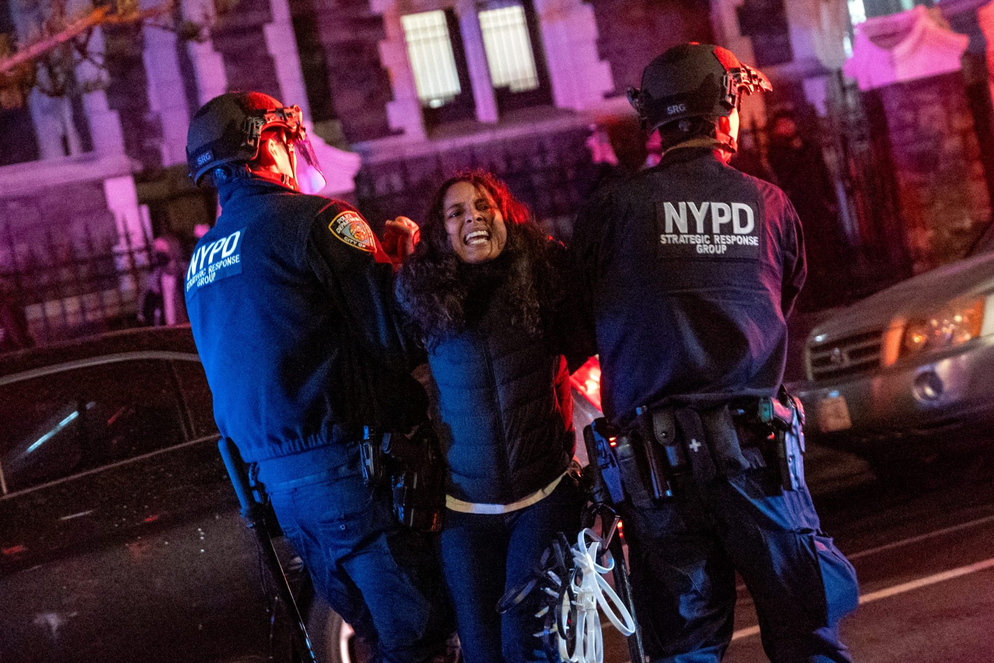 Police arrest protesters during pro-Palestinian demonstrations at The City College Of New York (CUNY) as the NYPD cracks down on protest camps at both Columbia University and CCNY on April 30, 2024 in New York City. Photo by Spencer Platt/Getty Images