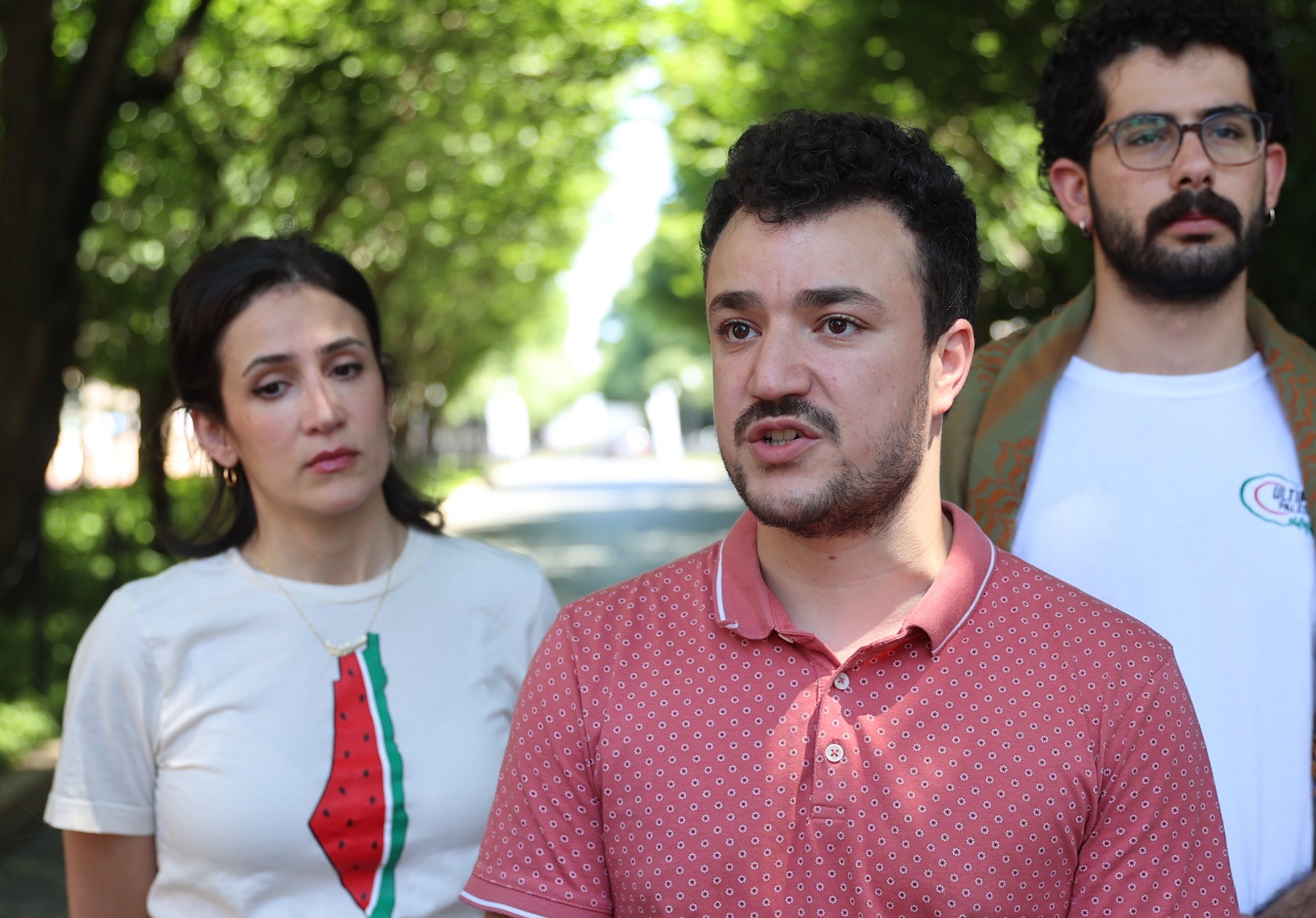 Columbia University student Mahmoud Khalil talks to the press during the press briefing organized by Pro-Palestinian protesters who set up a new encampment at Columbia University's Morningside Heights campus on Friday evening, in New York City, United States on June 01, 2024. Photo by Selcuk Acar/Anadolu via Getty Images
