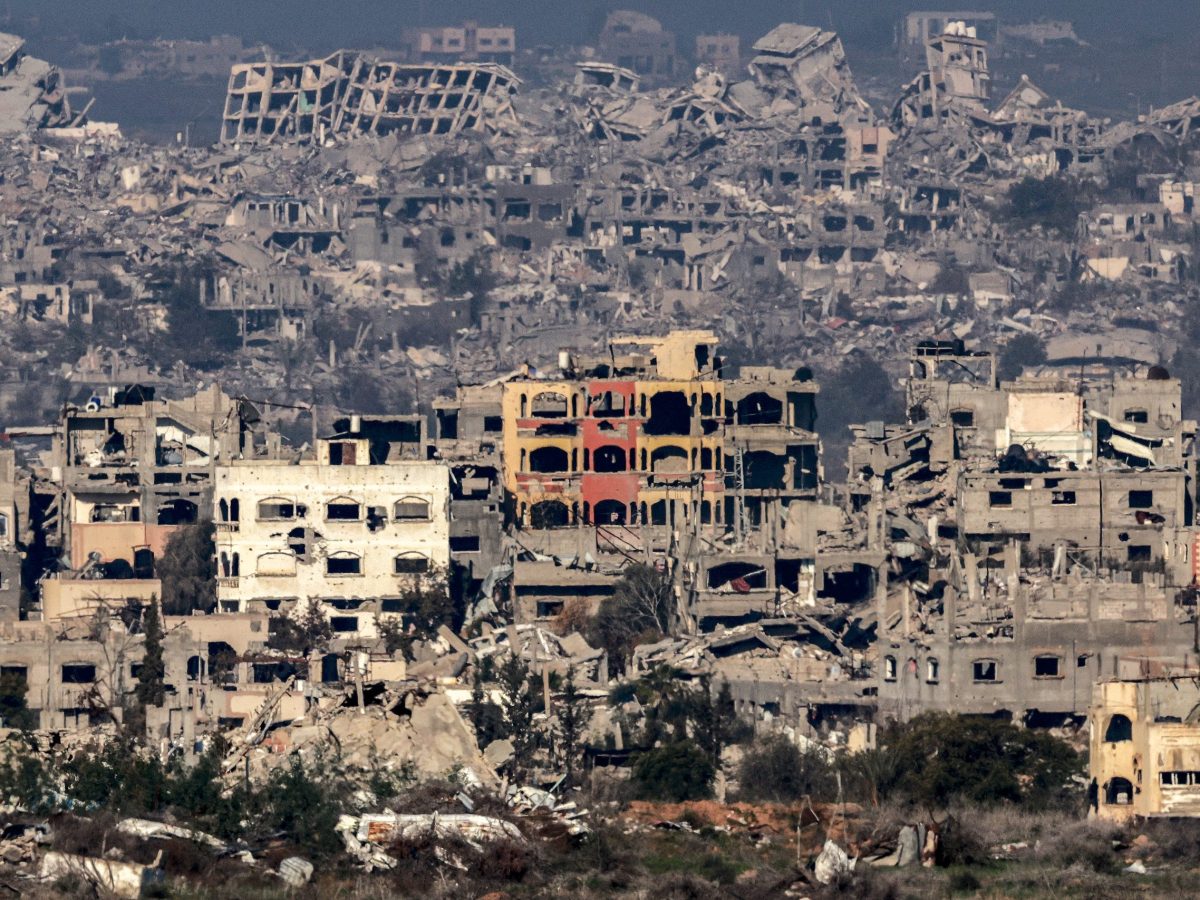 This picture taken from the Israeli side of the border with the Gaza Strip shows destroyed buildings in the northern Gaza Strip on January 13, 2025 amid the ongoing war between Israel and Hamas. Photo by MENAHEM KAHANA/AFP via Getty Images