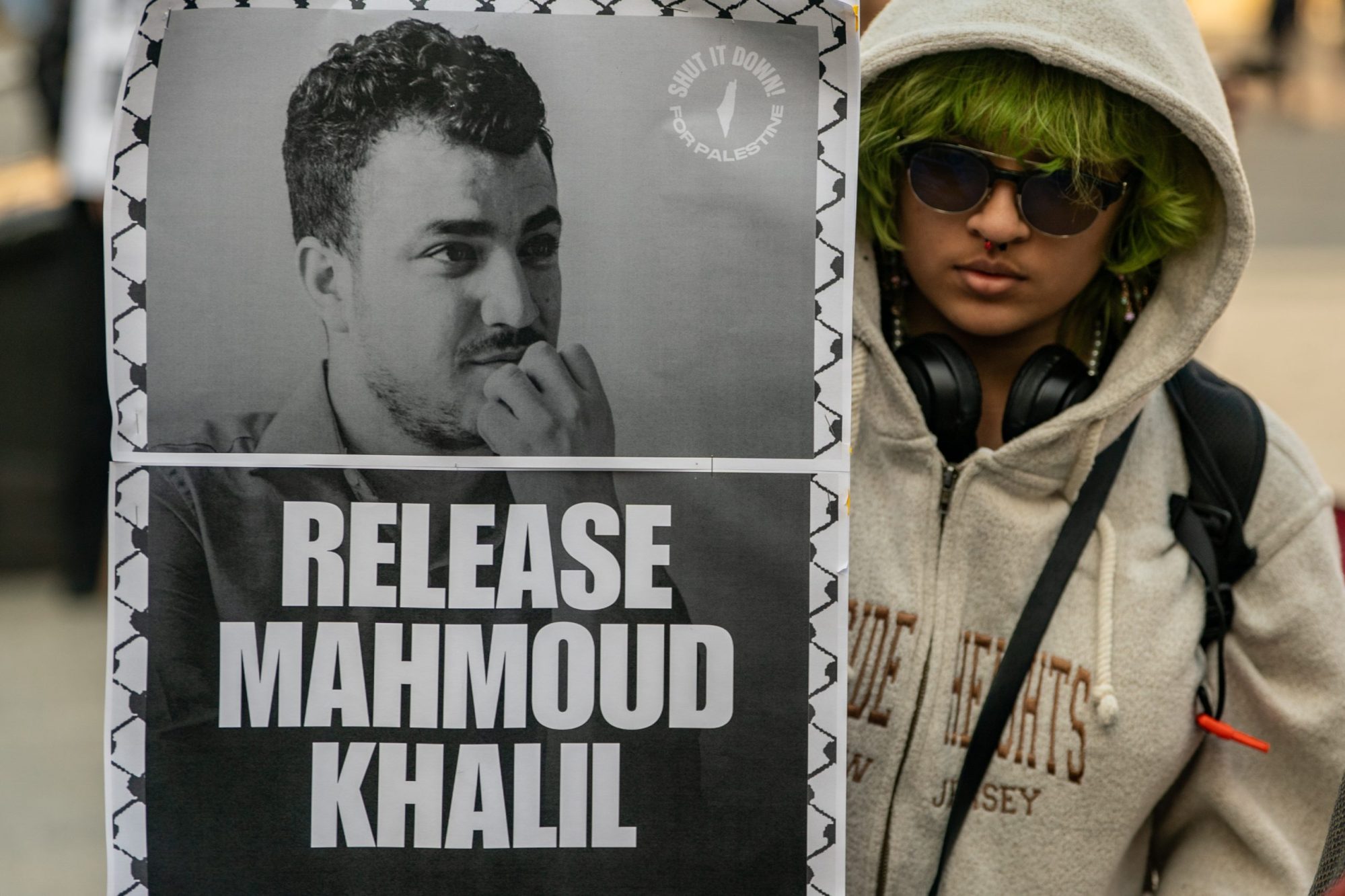 Protestors gather to demand the release of Mahmoud Khalil at Foley Square on March 10, 2025 in New York City. Photo by David Dee Delgado/Getty Images