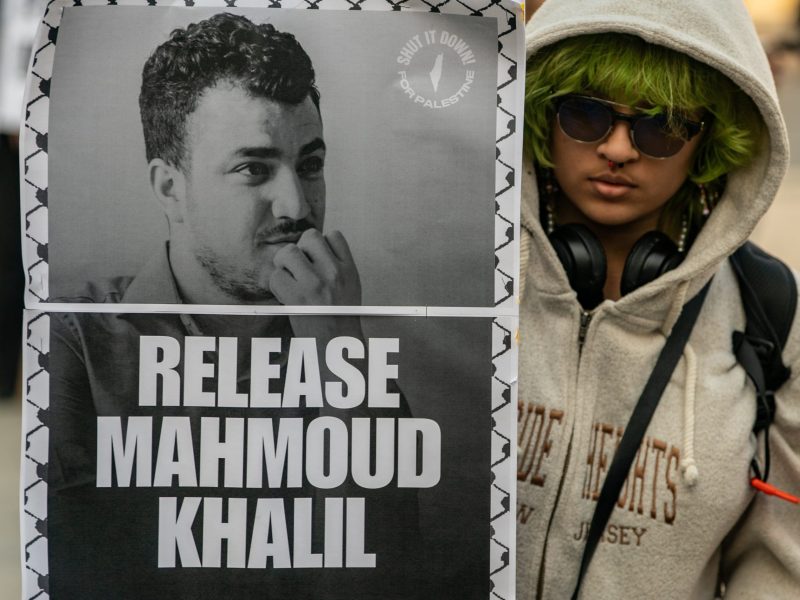 Protestors gather to demand the release of Mahmoud Khalil at Foley Square on March 10, 2025 in New York City. Photo by David Dee Delgado/Getty Images
