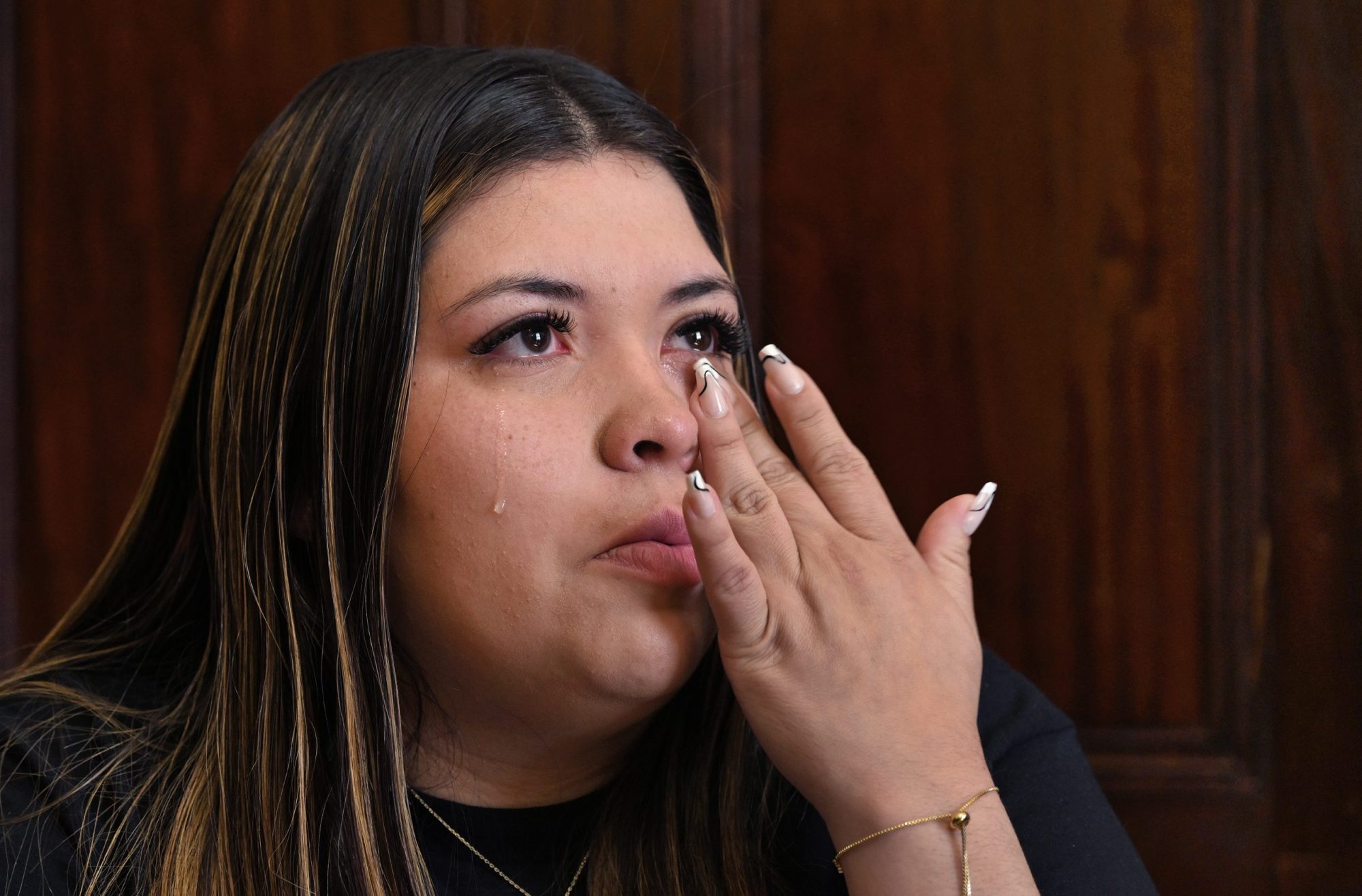 Jennifer Vasquez Sura, the wife of Kilmar Abrego Garcia, is dealing with the stress of not knowing the future for her husband who is being held in a prison in El Salvador. Photo by Michael S. Williamson/The Washington Post via Getty Images