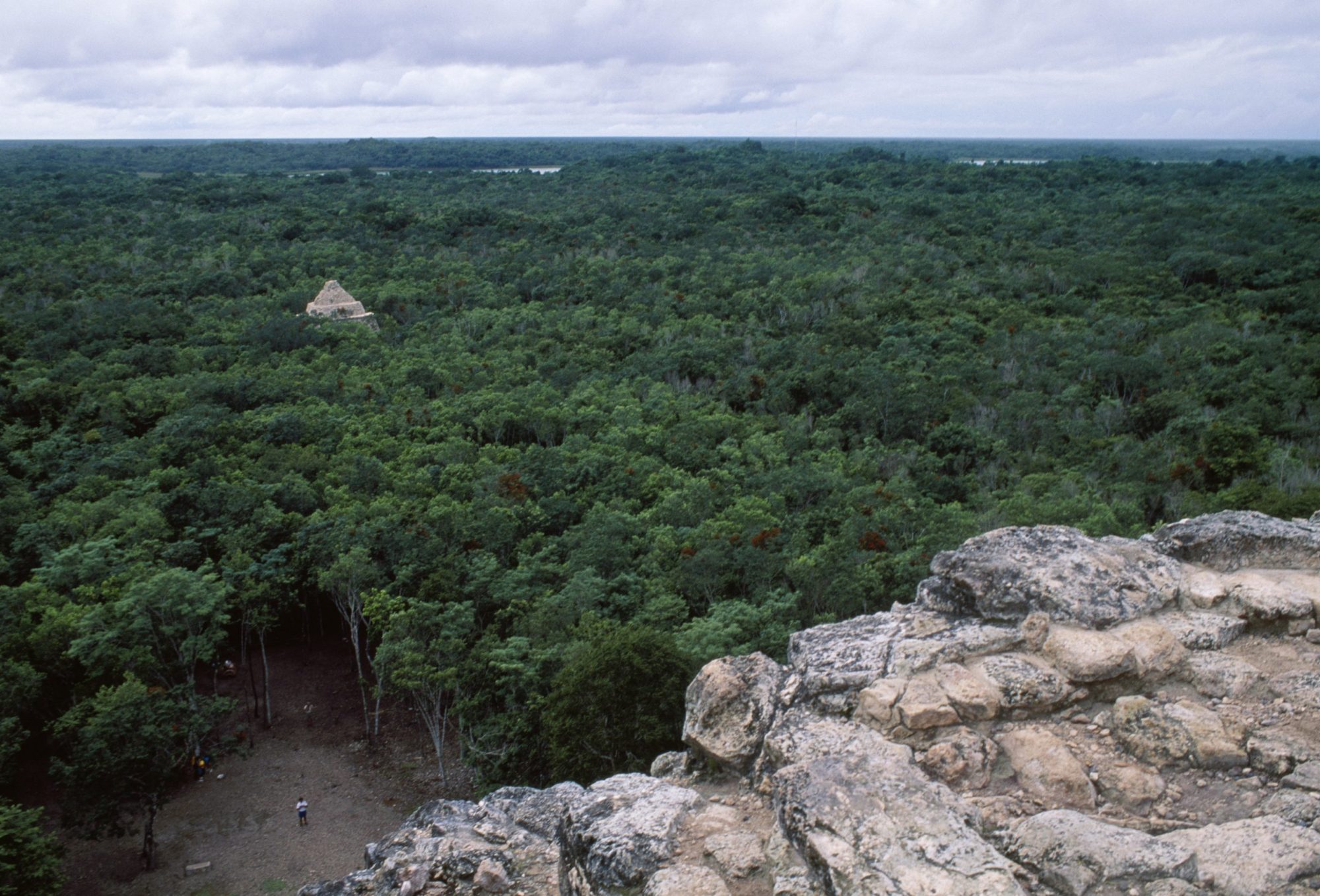 Xaibe pyramid surrounded by tropical forest, Coba, Quintana Roo, Mexico. Mayan civilisation, 6th-10th century.