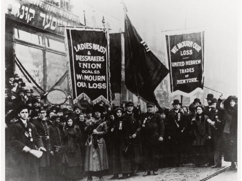 Demonstrators mourn for the deaths of victims of the Triangle Shirtwaist Factory fire, New York, New York, 1911. Photo by PhotoQuest/Getty Images