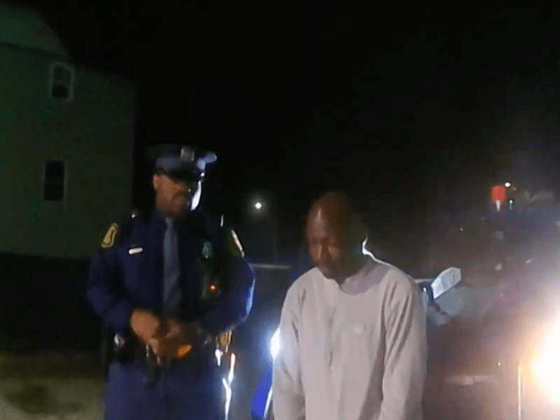 Traffic stop and standard Field Sobriety Test performed at 3:10 am April 10, 2024 in Benton Harbor after Michigan State Trooper George Kanyuh pulled over Dakaria Larriett. Body worn camera courtesy of the Michigan State Police department and Dakarai Larriett